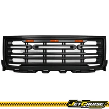 Fits 11-14 GMC Sierra 2500HD 3500HD Front Bumper Hood Grille Matte Black W/ LED