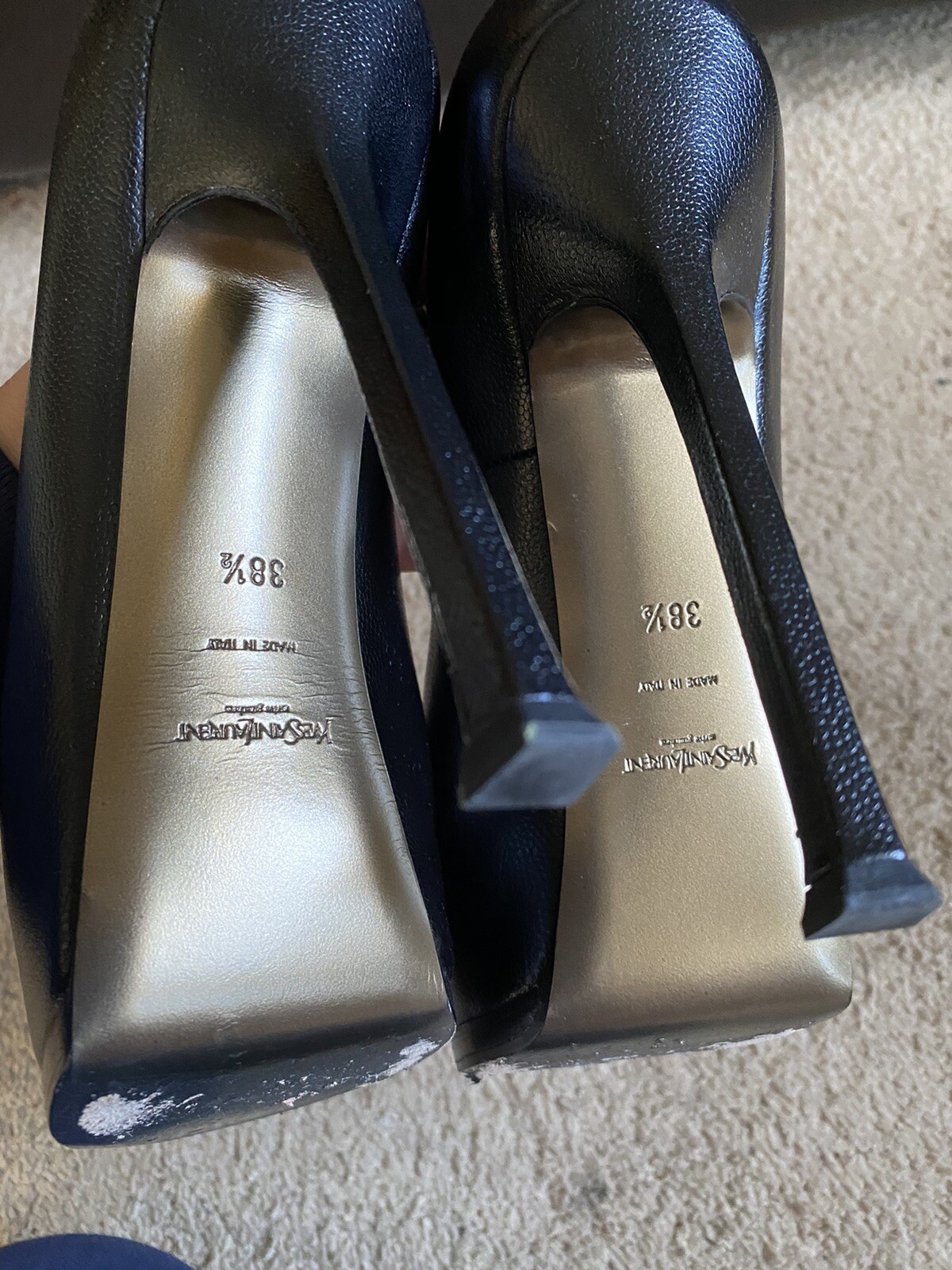 Décolleté nere YSL Yves Saint Laurent taglia 8 5 tacco alto in pelle tributo due