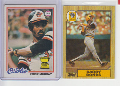 1978 Topps #36 Eddie Murray ROOKIE CARD + 1987 TOPPS BARRY BONDS ROOKIE CARD ERR