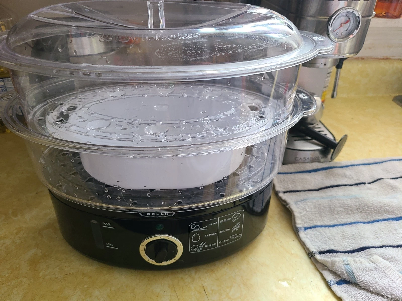 BELLA Two-Tier Electric Food Steamer with Stackable Baskets and Dishwasher Safe