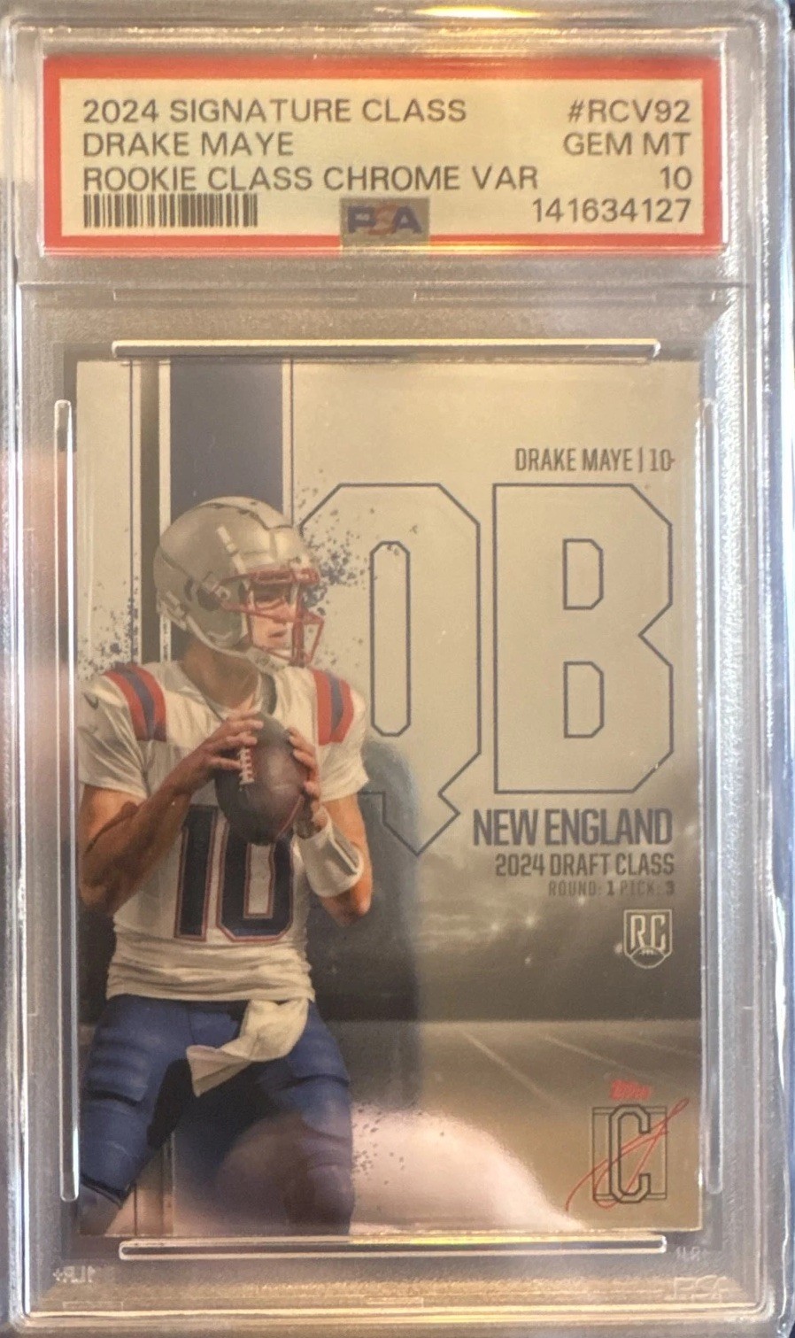 Drake Maye Topps Signature Class Rookie Class Base Chrome Variation #RCV92 Base