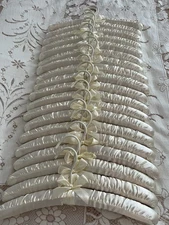 Vintage Padded Ivory Satin Hangers, 15” Length, Set Of 19