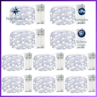 LED Lichterkette 2M 20 LED Kupferdraht Kaltes Weiß Mit Timer 10 StüCk