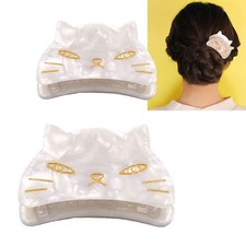 2 PCS Cute White Cat Claw Hair Clip Two Sizes Stay In Place Women Girl