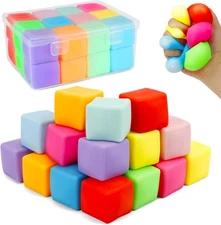 Squishy Fidget Toys, 24 Pack Stress Cube Balls Fidget Sensory Toys Bulk for Kids