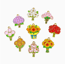 90 pcs flower Metal Charms DIY Earring Keychain Jewelry Making Pendants