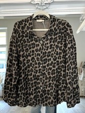 Italy Damen Bluse Musselin Oversize Leoprint ...