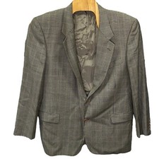 Valentino Uono Vintage Men's 2 Button Plaid Wool Blazer Sz 46L