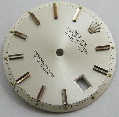 Rolex DIAL fit 1560 1570 ... Date Just 27.8 mm DISCOLORED gilt silver markers