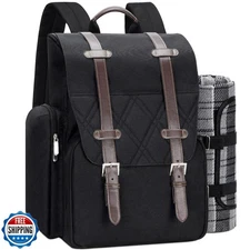 Picnic Backpack for 4 Person with Large Insulated Cooler Bag, Pic