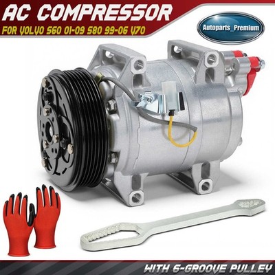 A/C Compressor with Clutch for Volvo S60 01-09 S80 99-06 V70 01-07 XC70 03-07