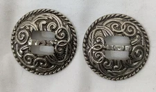 Lightweight Antiqued Silver Conchos 1 1/4" Engraved, Very Nice!