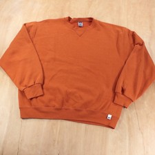 vtg y2k RUSSELL ATHLETIC Dri-Power crewneck sweatshirt LARGE burnt orange blank