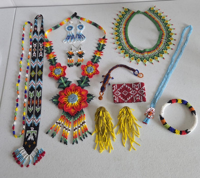 Beaded Necklace Bracelet Lot Embera Huichoi Seed Native Southwest Africa Mexico