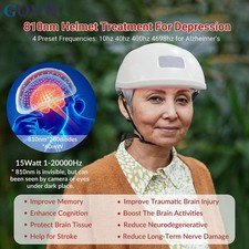 810nm NIR PBM Brain Therapy Helmet 280 Diodes for Depression Anxiety Relief Home