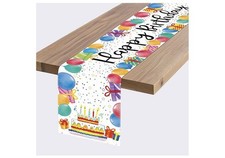 RASDBHJMAX Happy Birthday Table Runner, Colorful Balloon Kitchen Dining Table