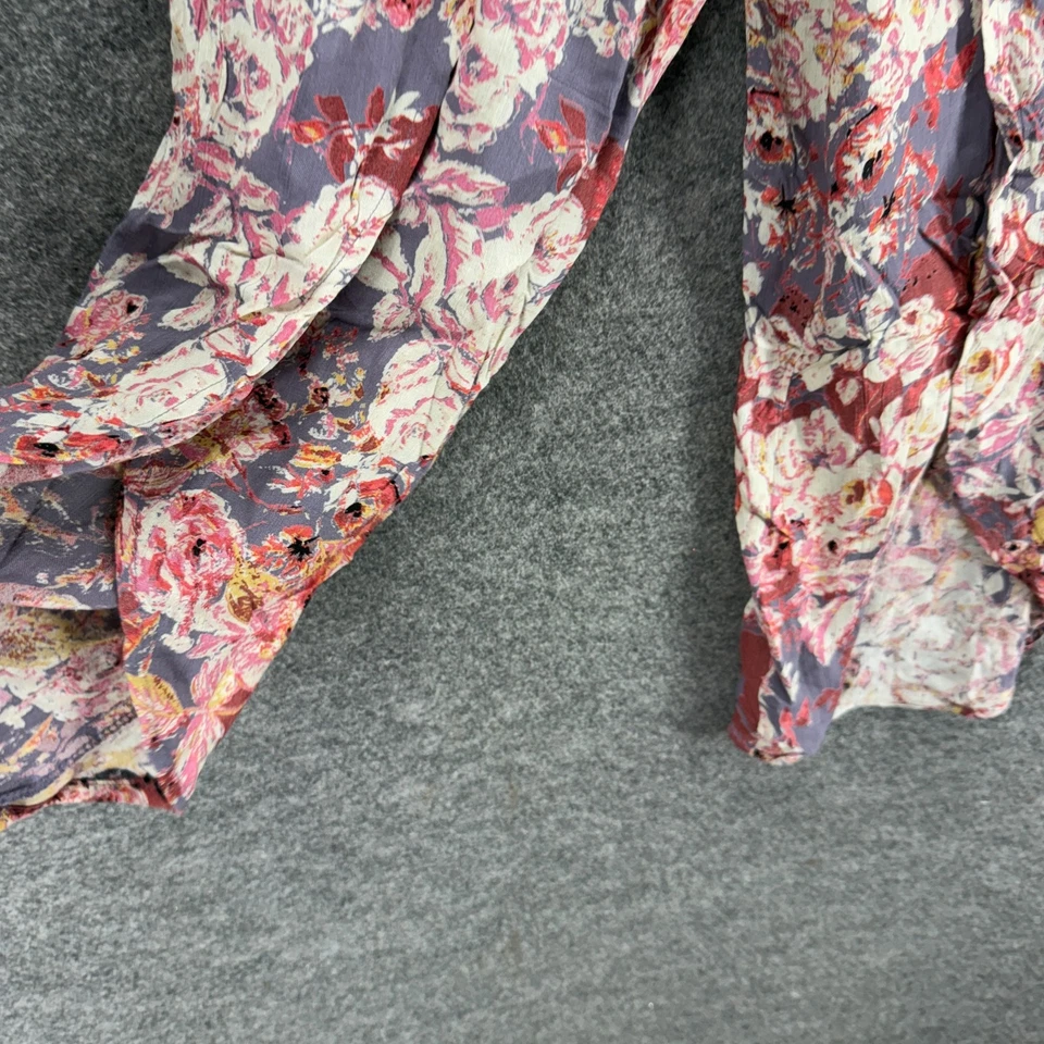 Брюки Angie женские M средние серые с цветочным узором подпоясанные высокая посадка широкие штанины плоские спереди - Изображение 3 из 4