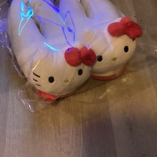 Sanrio Hello Kitty Women's Slip-On Slippers White Red Bow Cartoon Flat Round Toe