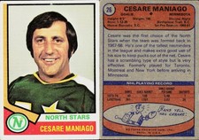 1974-75 Topps Hockey Card #26 Cesare Maniago Minnesota North Stars