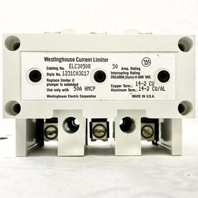 Westinghouse ELC3050R 50A 3-Pole Current Limiter for HMCP Breakers