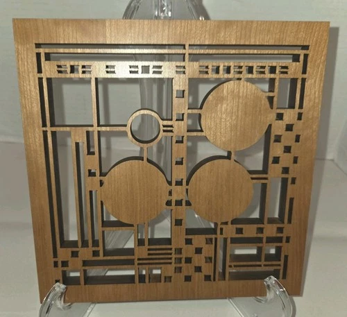 Frank Lloyd Wright Coonley Trivet Hardwood Veneer Wall Art Square Unmarked 