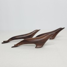 Set of 3 Vintage Ironwood Carved Seals Sea Lions Figurines Nautical Beach