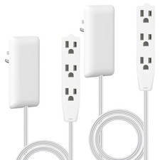2 Pack Flat-Face Outlet Extender 3 Receptacles Ultra-Thin Wall Plate Plug