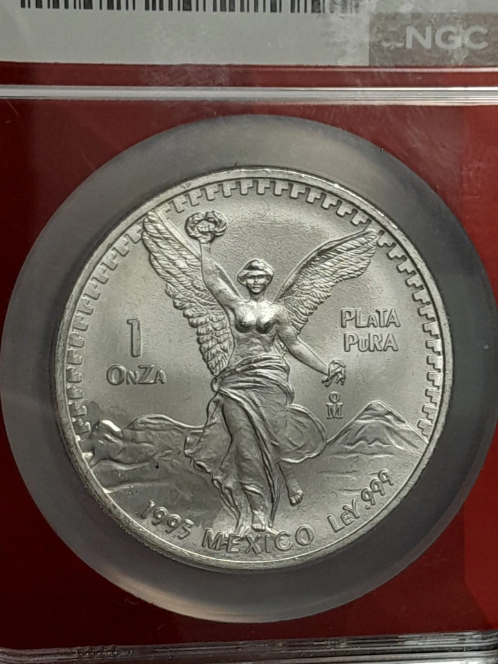 1993 MO Mexico 1oz Onza .999 Silver Libertad NGC MS66 - Image 2 of 4