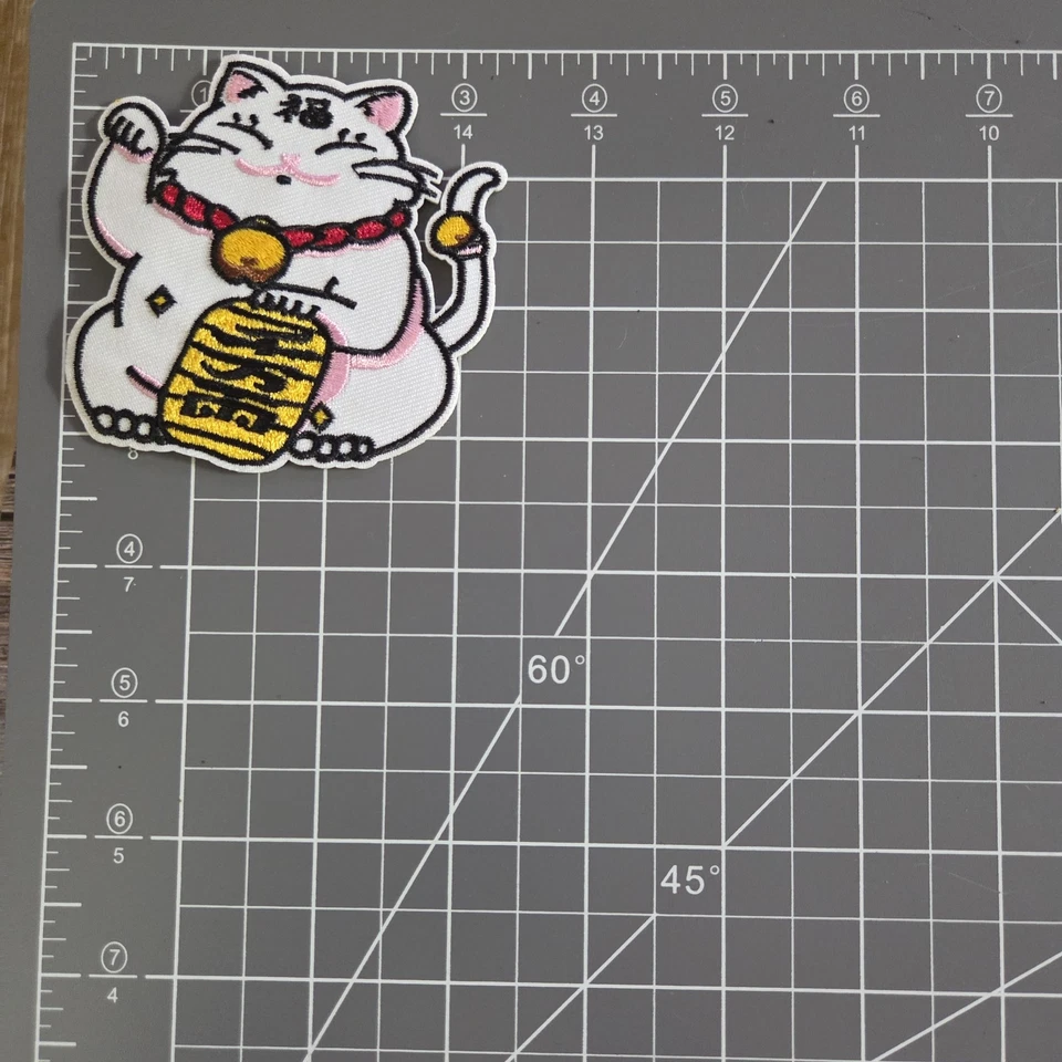 Lucky Fat Cat Asian Good Luck Symbol Y2k Embroidered Iron on Patch. - Image 2 of 2