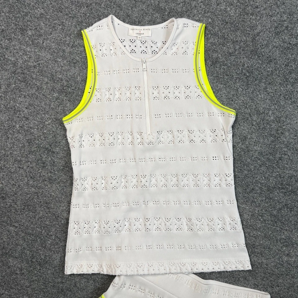 Veronica Barba L'Etoile Conjunto Deportivo Mujer S Pequeña Crema Ojales Camiseta sin Mangas Skort 2 Piezas Foto 3 de 4