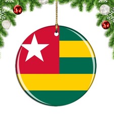 Togo Flag Round Christmas ornament city travel souvenir