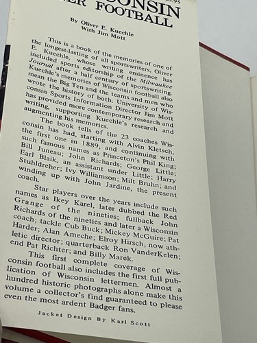 On Wisconsin Badger Football by Oliver Kuechle w/Jim Mott University RARE 1977 - Picture 5 of 9