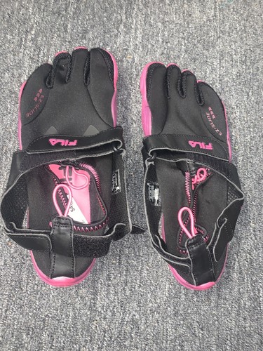 Fila Skele-toes EZ Slide Barefoot Running Shoes Size 10 Black Pink - Picture 6 of 6