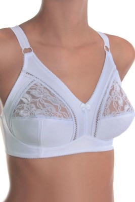 Non-Wired Soft Full Cup Bra with Lace by Sassa 88887 34-44 B-D Black White Skin