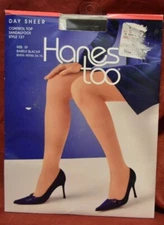 Hanes Too Day Sheer Control Top Sandlefoot Pantyhose Size EF Barely Black *4J
