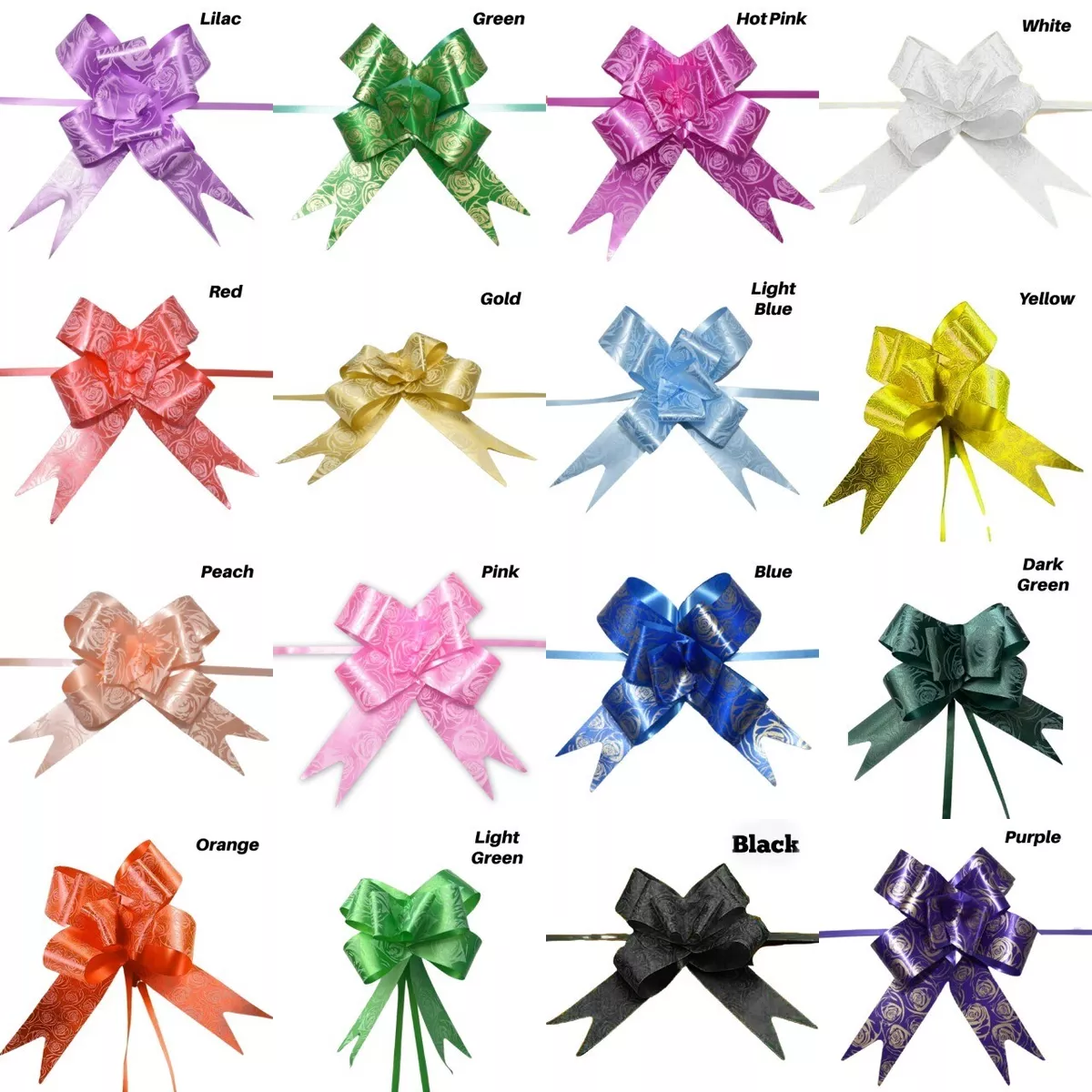 LARGE Ribbon Bows assorted colours easy 50 pull flower ribbon party  decorations