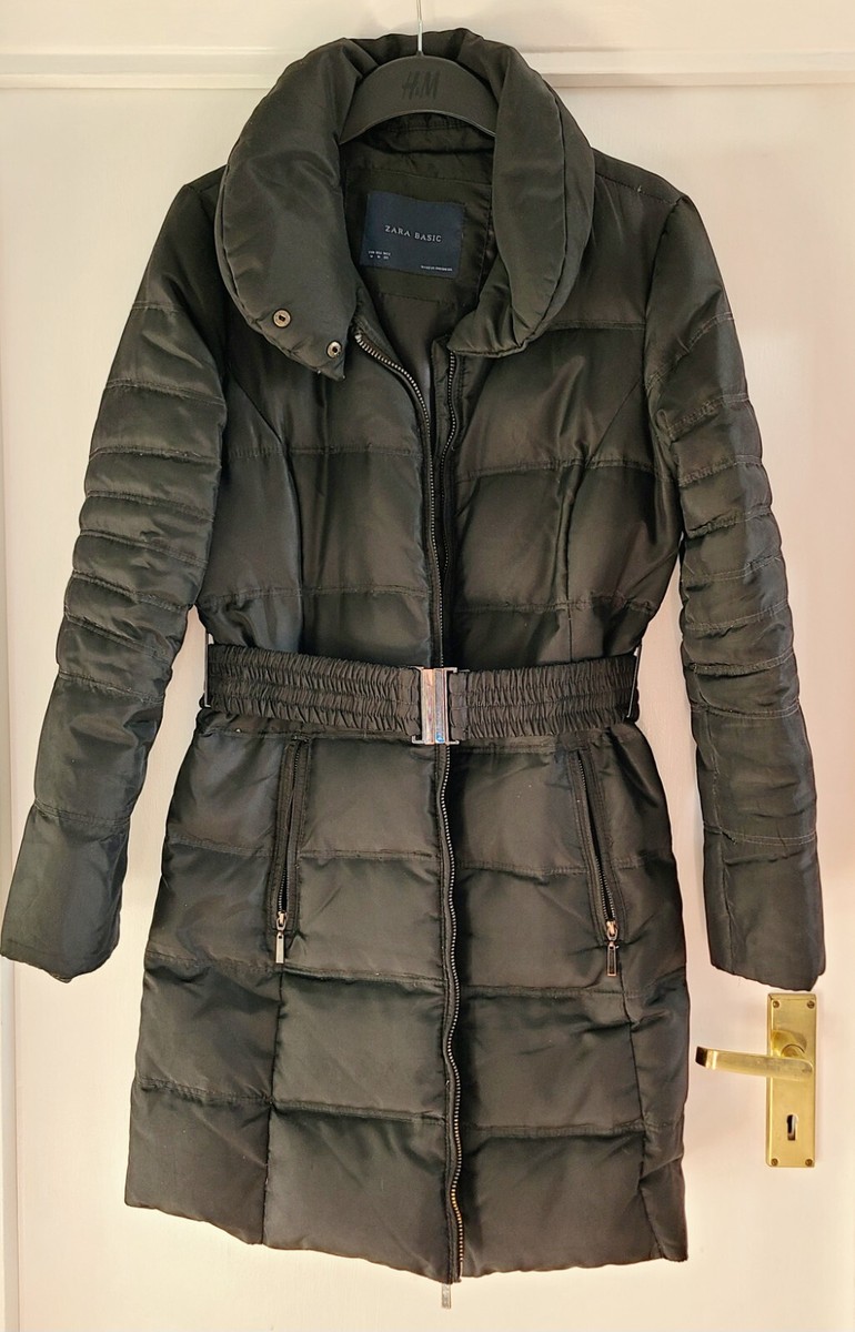 Long Zara Belted Puffer Jacket Zara Basic Black Quilted Belted