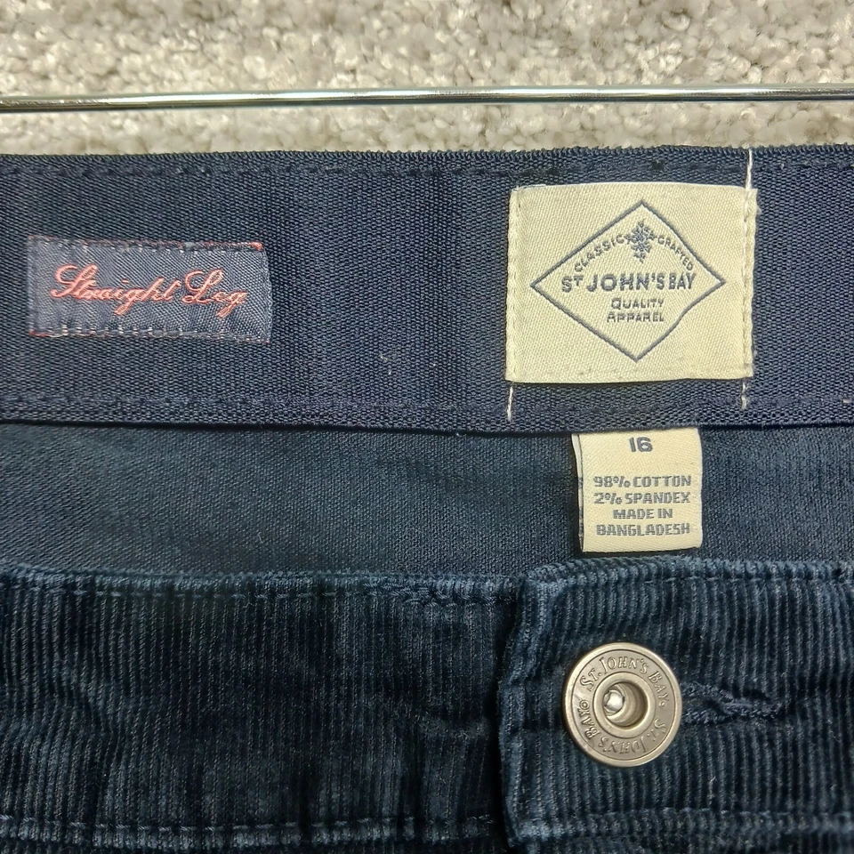 Pantalones St Johns Bay para mujer 16 azul marino pana calce clásico pierna recta elásticos Foto 4 de 4