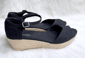 black canvas wedge sandals