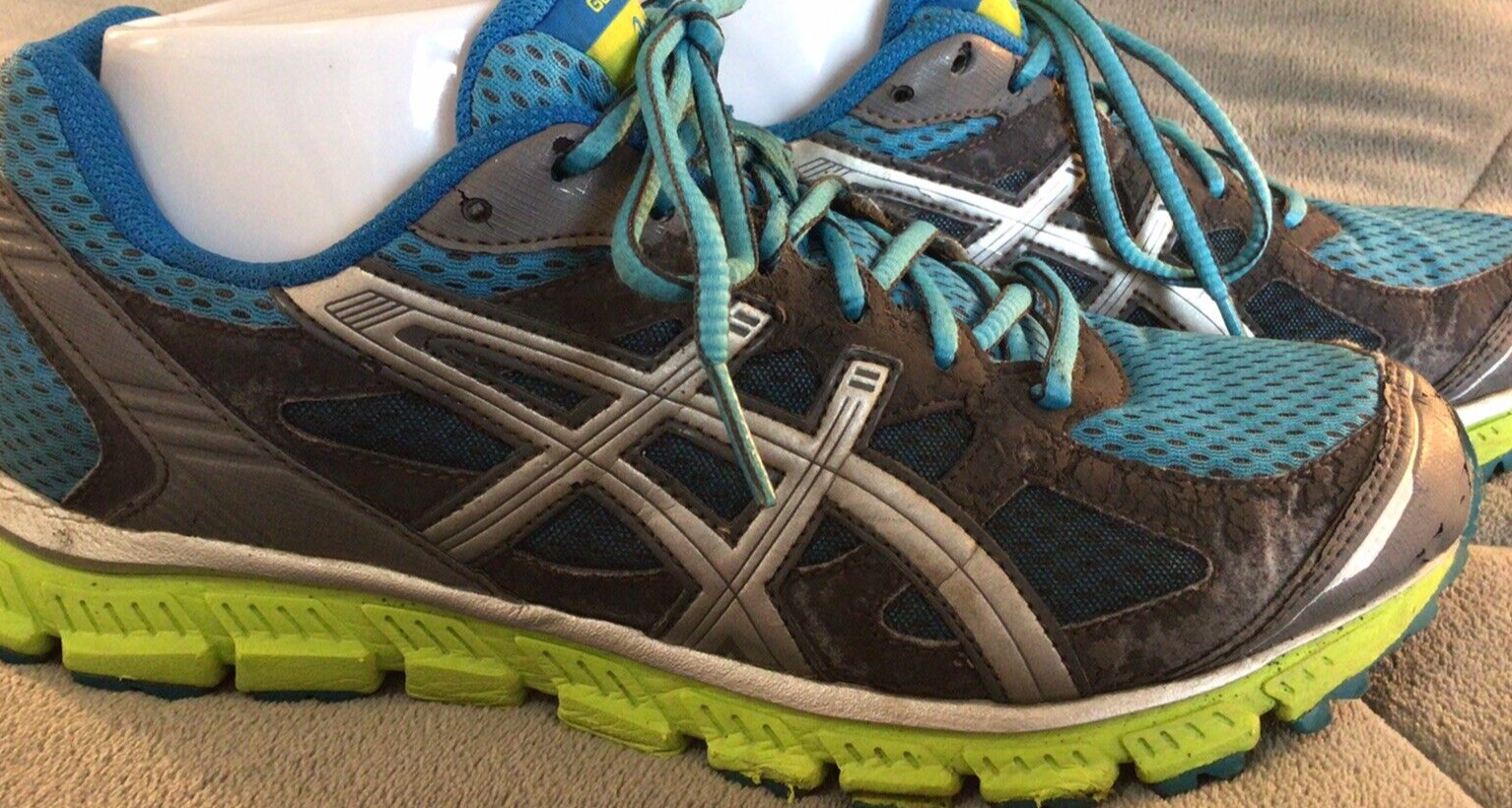 Asics Gel Scram T2J6N Teal Green Flourescent Yellow Gray Black Womens US 8.5