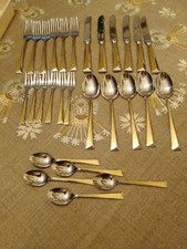 F&uuml;rst "f&uuml;rstliches" Besteck 28 teilig F&uuml;rosil 18/8 Hochglanz mit Golddekor