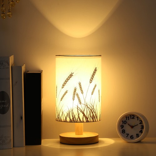 Modern Wooden Table Lamp LED Linen Night Light USB Powered Bedside Lamp JuxGH៚ - Picture 29 of 30