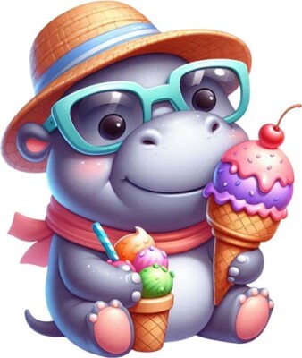 Hippo Summer Pool Party Wall Art Bedroom Window Van Vinyl Sticker Decal 6 Sizes