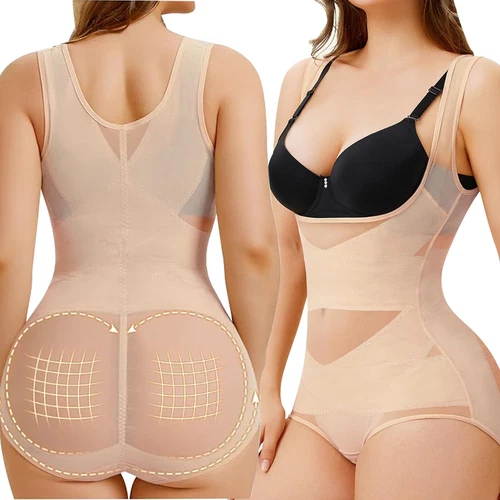 Women Tummy Control Shapewear Bodysuit Hi-waist Butt Lifter Open Bust Slimming - Picture 15 of 23