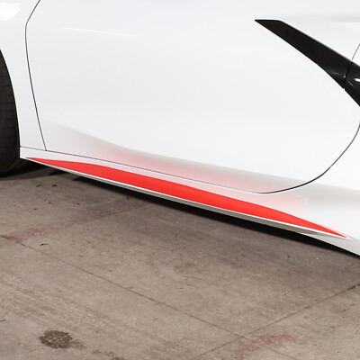 For 2020 2021 Corvette C8 Red Side Skirts Graphic Overlay Decal  Vinyl Sticker