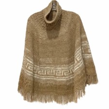 VINTAGE 60s 70  s Chic Boho Womens One Size Mohair Fringed Poncho