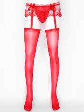 Medias sexy de encaje Sissy para hombre lencería transparente disfraces elegantes ropa de dormir ropa interior