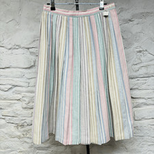 NWT Skirt Pleated Rainbow Pastel Stripes Wool Blend Midi Length Vintage 70s 80s