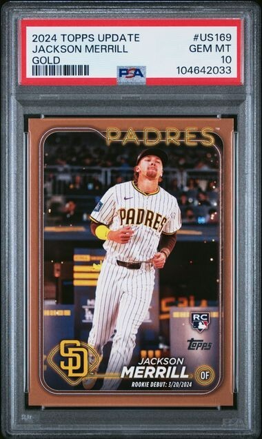 2024 Topps Update #US169 Jackson Merrill Gold /2024 Rookie RC PSA 10 Gem Mint