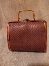 Vintage Wood  Basket Weave Handbag